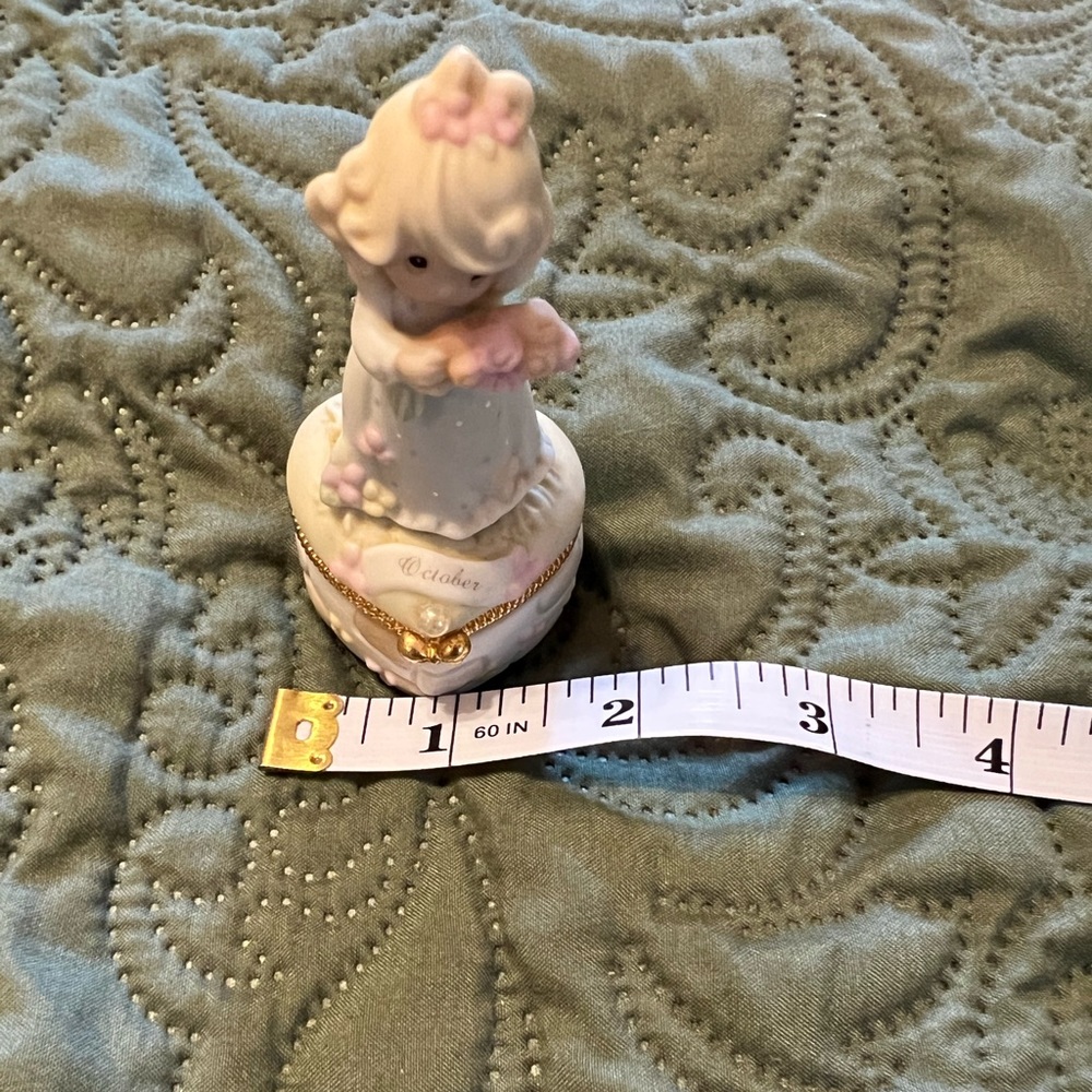Precious Moments October  “Opal” color of happiness figurine trinket box